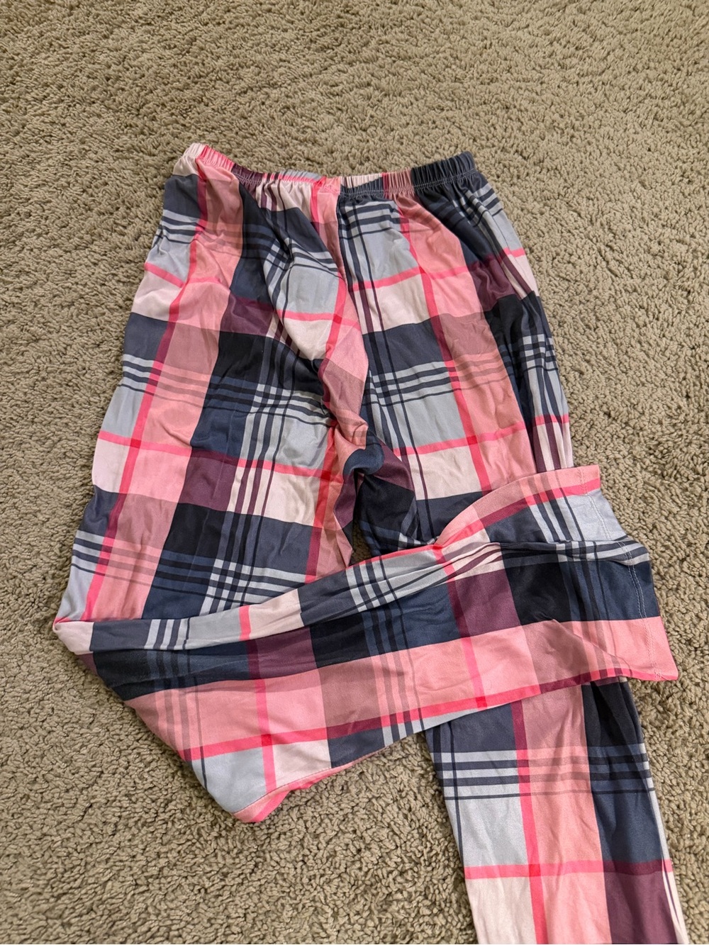 Kids Pink and Navy Plaid Pajama Pants